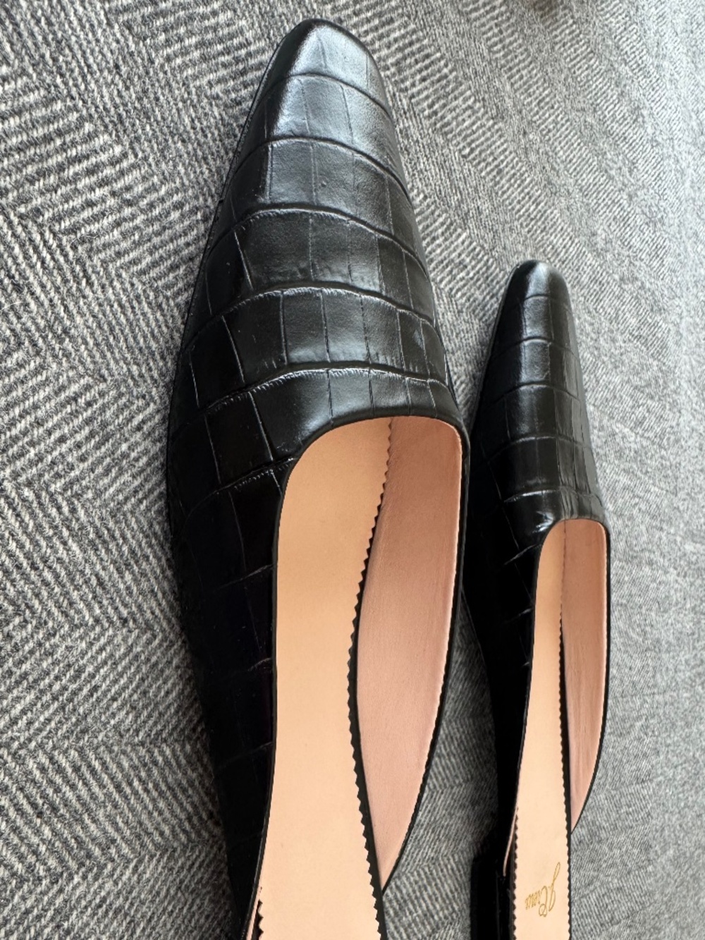 NWT, JCREW, CROC EMBOSSED LEATHER SIMPLE MULE FLAT - Picture 10 of 10